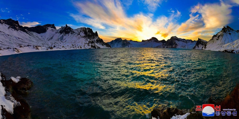 Mount Paektu at sunrise - sacred mountain of Korean civilization